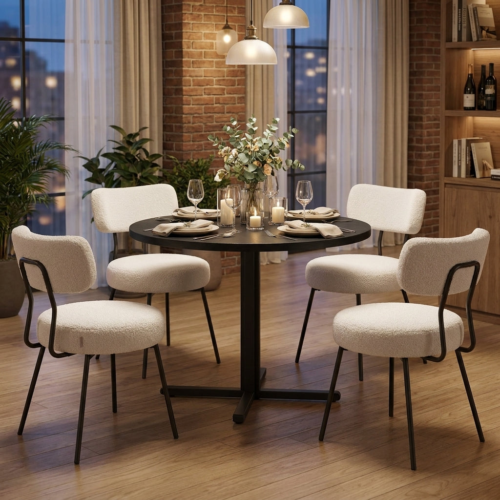 LEDREM Round Dining Table, Modern Basic Kitchen Table for 2-4 People, 31.5 x 31.5 x 29.5 Inches, Black