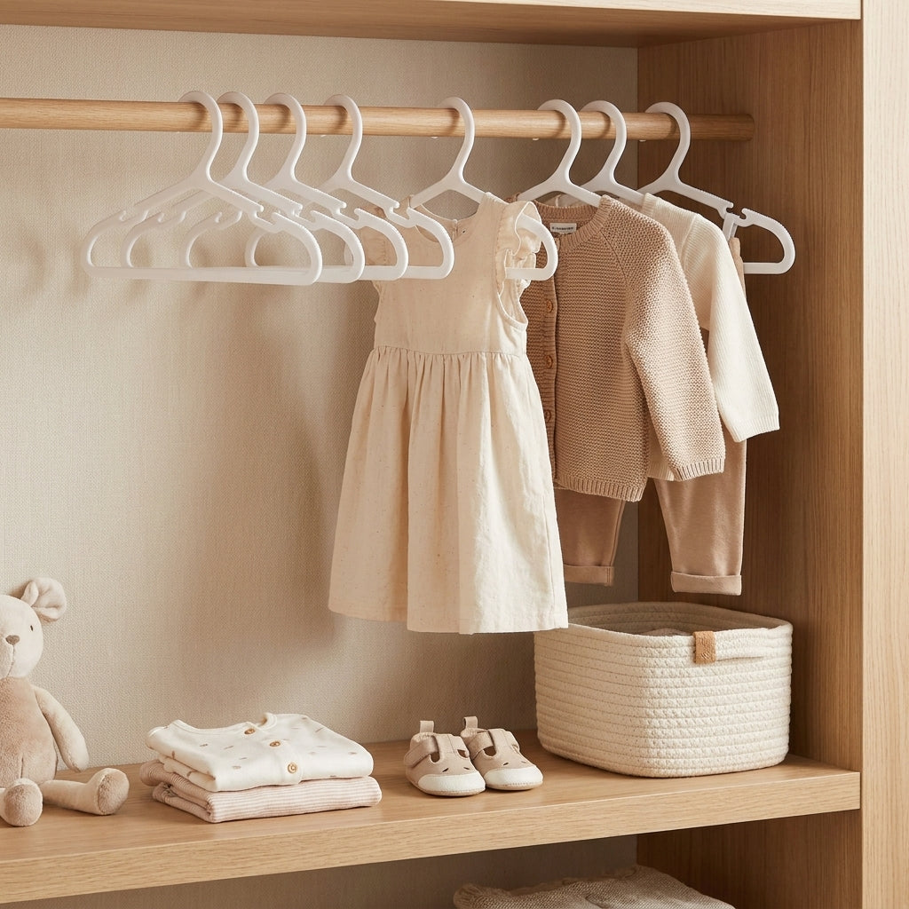 LEDREM 100 Pack Space Saving Non-Slip Notched Kids Hangers 11 x 6.1 x 0.1 Inches White