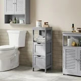 Corner Bathroom Cabinet with 2 Drawers & Open Shelf - 35" Space-Saving Storage Organizer, Freestanding, Moisture-Resistant, Dove Gray