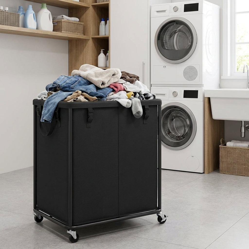 Large Clothes Hamper, Rolling Laundry Cart with Wheels, 210 L, 23.6 x 19.7 x 29.9 inches, Black