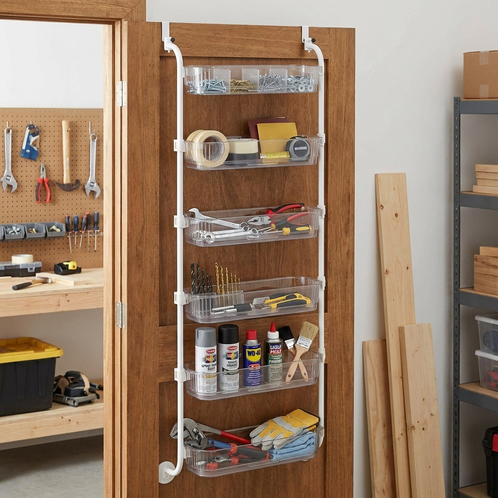 6-Tier Over the Door Spice Rack, Adjustable Seasoning Organizer, 17.4 x 8.7 x 53 inches, White