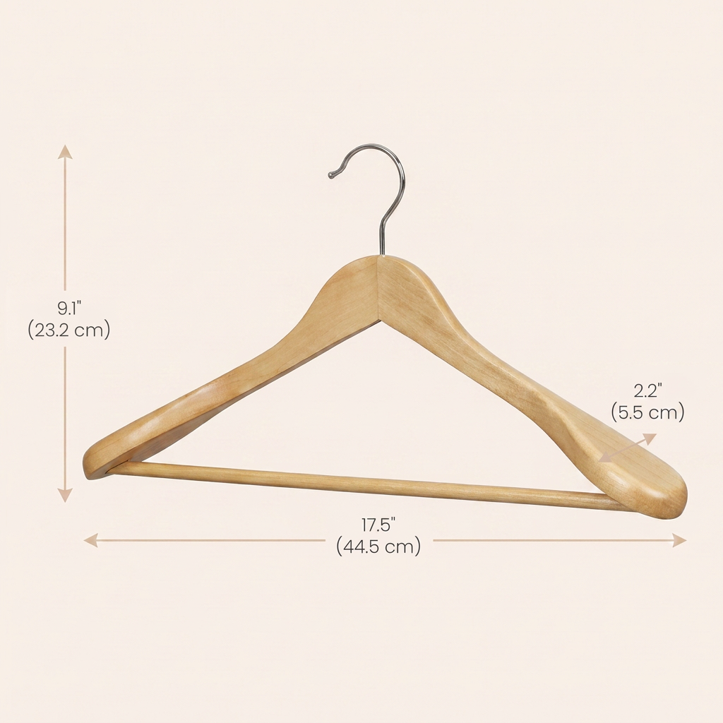 Set of 10 Extra Wide Wooden Suit Hangers, Contoured Shoulder Support, Swivel Hooks, Non-Slip Bars, for Coats Shirts, Natural