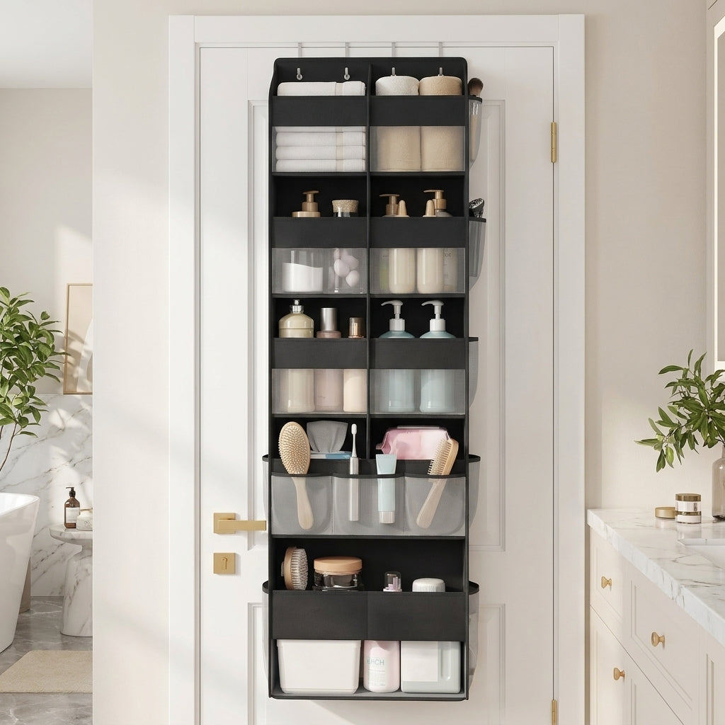 Over-the-Door Organizer, 9-Compartment Heavy-Duty Hanging Storage Shelf, 59.1 x 19.7 x 6.7 Inches, Black
